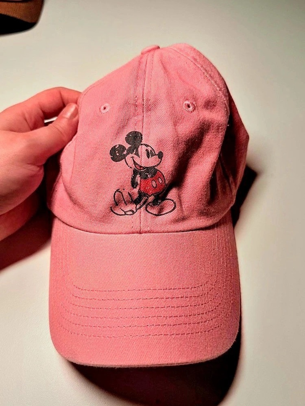 Disney Parks Mickey Mouse Pink Vintage Wash Baseball Cap